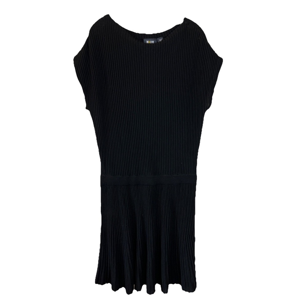 Maeve Anthropologie Ribbed Knit Sweater Dress Women's‎ L Short Sleeve Black